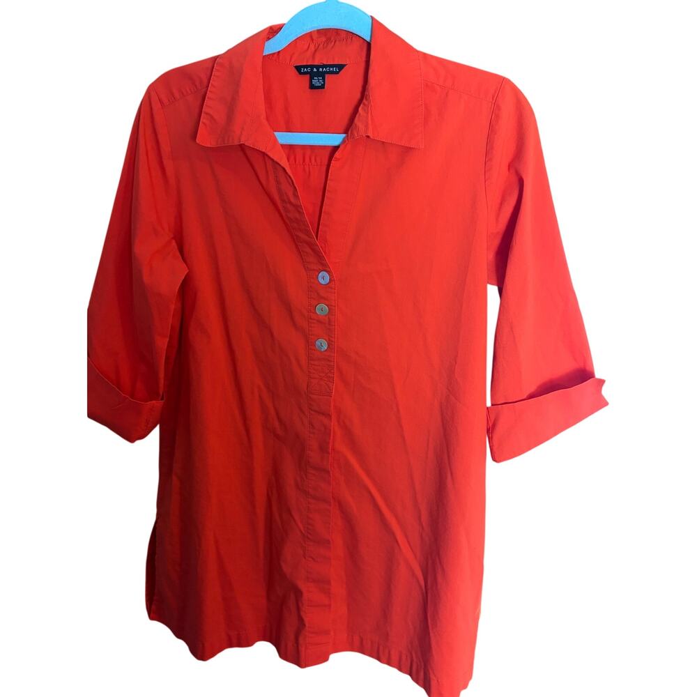 Zac & Rachel Poppy cuffed 3/4 sleeve Medium Lightweight Button Front Top Classic